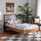 Baxton Studio Laima Mid-Century Light Grey Fabric Upholstered and Walnut Brown Finished Wood Platform Bed-Twin 191-11522-11159-ZORO - alternate 1